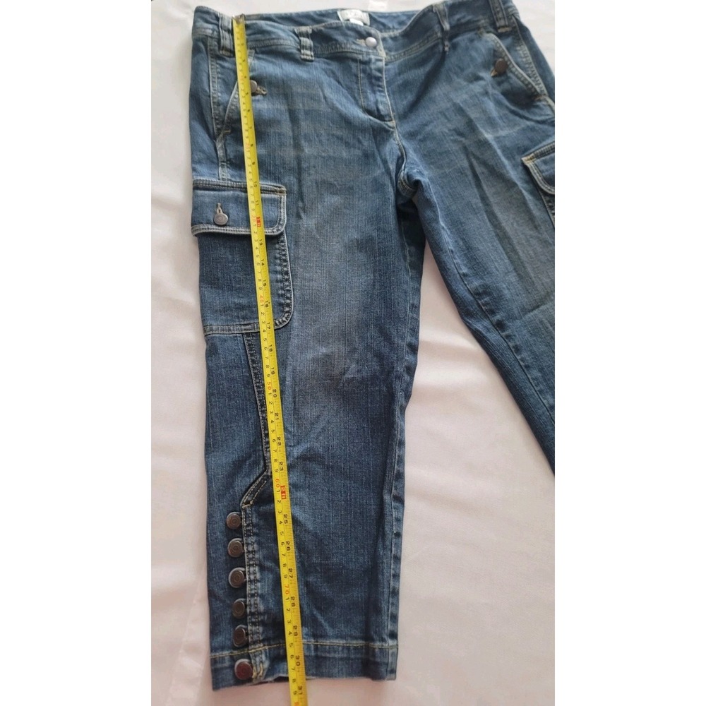 Ann Taylor LOFT Womens Size 12 Cargo Crop Jeans Cropped Denim Y2K Utility Autumn - Picture 10 of 16